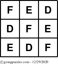 The grouppuzzles.com Answer grid for the TicTac-DEF puzzle for Tuesday December 29, 2020