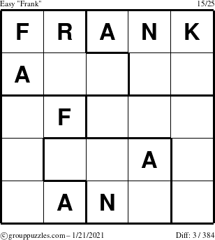 The grouppuzzles.com Easy Frank puzzle for Thursday January 21, 2021