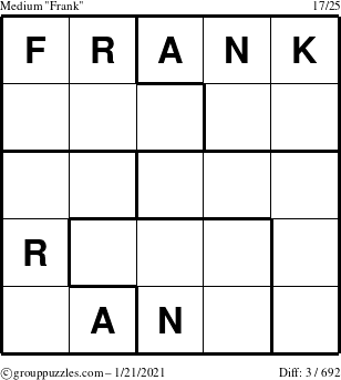 The grouppuzzles.com Medium Frank puzzle for Thursday January 21, 2021