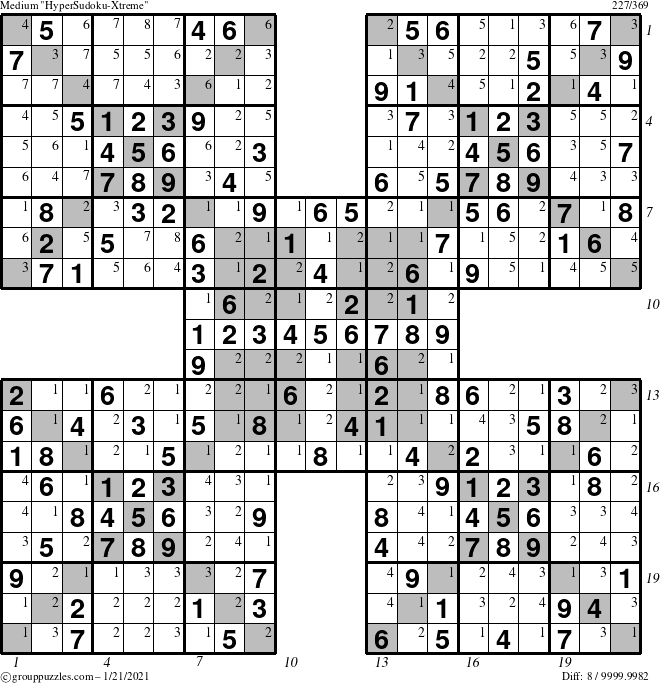 The grouppuzzles.com Medium cover-HyperXtreme puzzle for Thursday January 21, 2021 with all 8 steps marked