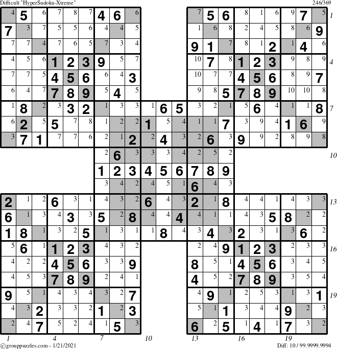 The grouppuzzles.com Difficult cover-HyperXtreme puzzle for Thursday January 21, 2021 with all 10 steps marked