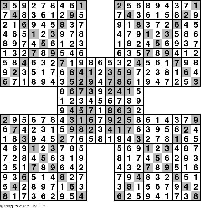 The grouppuzzles.com Answer grid for the cover-HyperXtreme puzzle for Thursday January 21, 2021