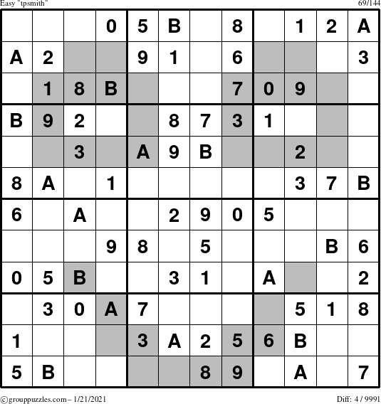 The grouppuzzles.com Easy tpsmith puzzle for Thursday January 21, 2021