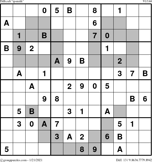 The grouppuzzles.com Difficult tpsmith puzzle for Thursday January 21, 2021