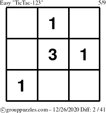 The grouppuzzles.com Easy TicTac-123 puzzle for Saturday December 26, 2020