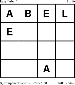 The grouppuzzles.com Easy Abel puzzle for Saturday December 26, 2020