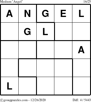 The grouppuzzles.com Medium Angel puzzle for Saturday December 26, 2020