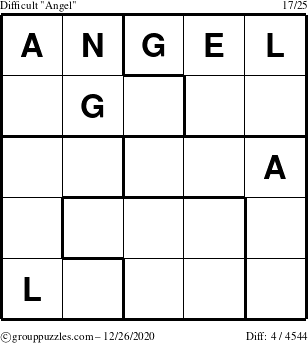 The grouppuzzles.com Difficult Angel puzzle for Saturday December 26, 2020