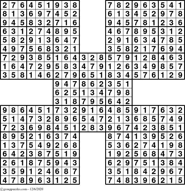 The grouppuzzles.com Answer grid for the Sudoku-by5 puzzle for Sunday December 6, 2020