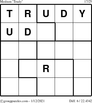 The grouppuzzles.com Medium Trudy puzzle for Tuesday January 12, 2021