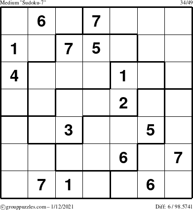 The grouppuzzles.com Medium Sudoku-7 puzzle for Tuesday January 12, 2021