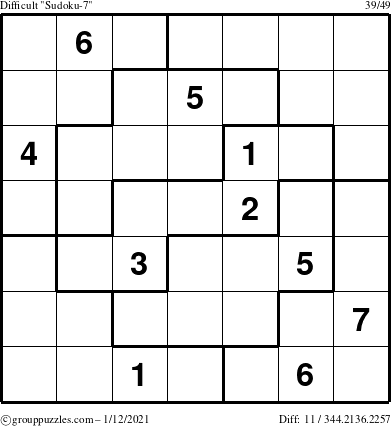 The grouppuzzles.com Difficult Sudoku-7 puzzle for Tuesday January 12, 2021