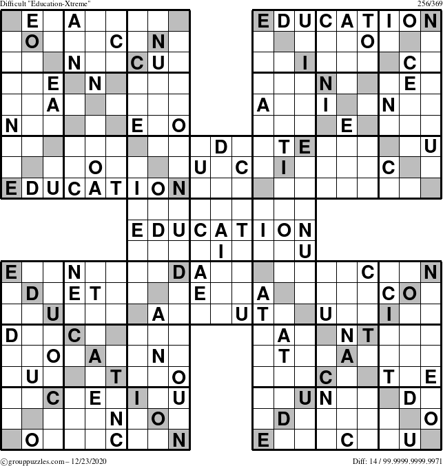 The grouppuzzles.com Difficult Education-Xtreme puzzle for Wednesday December 23, 2020