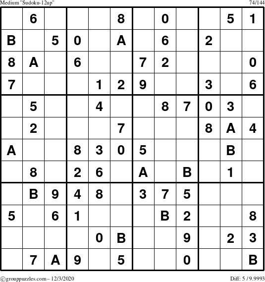 The grouppuzzles.com Medium Sudoku-12up puzzle for Thursday December 3, 2020