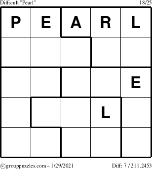 The grouppuzzles.com Difficult Pearl puzzle for Friday January 29, 2021