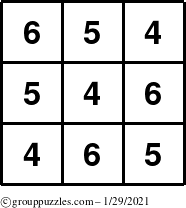 The grouppuzzles.com Answer grid for the TicTac-456 puzzle for Friday January 29, 2021