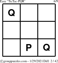 The grouppuzzles.com Easy TicTac-PQR puzzle for Friday January 29, 2021