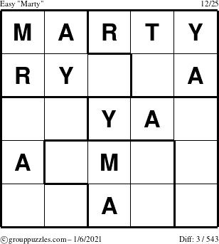 The grouppuzzles.com Easy Marty puzzle for Wednesday January 6, 2021