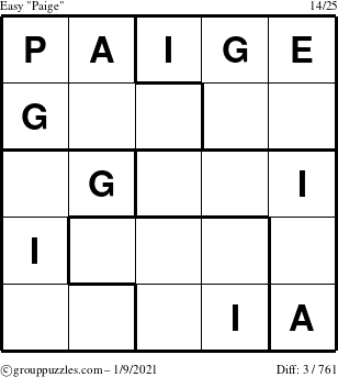 The grouppuzzles.com Easy Paige puzzle for Saturday January 9, 2021