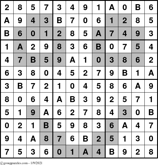 The grouppuzzles.com Answer grid for the tpsmith puzzle for Saturday January 9, 2021