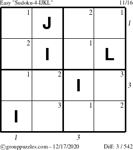 The grouppuzzles.com Easy Sudoku-4-IJKL puzzle for Thursday December 17, 2020 with all 3 steps marked