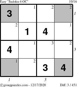 The grouppuzzles.com Easy Sudoku-4-OC puzzle for Thursday December 17, 2020 with all 3 steps marked