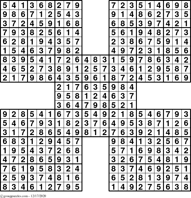 The grouppuzzles.com Answer grid for the Sudoku-by5 puzzle for Thursday December 17, 2020