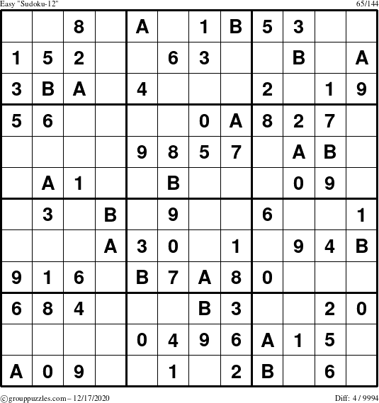 The grouppuzzles.com Easy Sudoku-12 puzzle for Thursday December 17, 2020