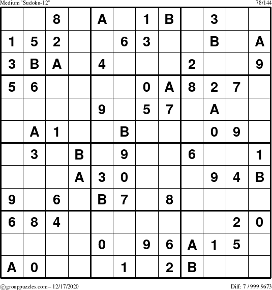 The grouppuzzles.com Medium Sudoku-12 puzzle for Thursday December 17, 2020