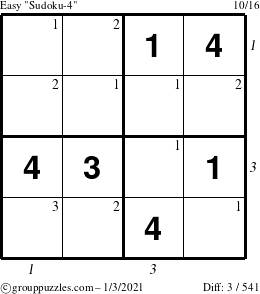 The grouppuzzles.com Easy Sudoku-4 puzzle for Sunday January 3, 2021 with all 3 steps marked