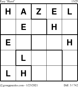 The grouppuzzles.com Easy Hazel puzzle for Saturday January 23, 2021