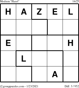 The grouppuzzles.com Medium Hazel puzzle for Saturday January 23, 2021