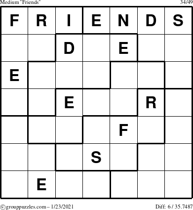 The grouppuzzles.com Medium Friends puzzle for Saturday January 23, 2021