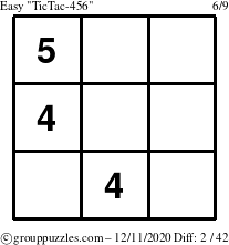 The grouppuzzles.com Easy TicTac-456 puzzle for Friday December 11, 2020