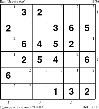 The grouppuzzles.com Easy Sudoku-6up puzzle for Friday December 11, 2020 with all 3 steps marked