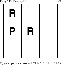 The grouppuzzles.com Easy TicTac-PQR puzzle for Friday December 11, 2020