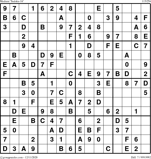 The grouppuzzles.com Medium Sudoku-16 puzzle for Friday December 11, 2020