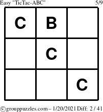 The grouppuzzles.com Easy TicTac-ABC puzzle for Wednesday January 20, 2021