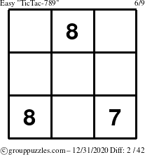 The grouppuzzles.com Easy TicTac-789 puzzle for Thursday December 31, 2020