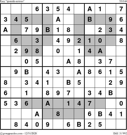 The grouppuzzles.com Easy tpsmith-serious puzzle for Thursday December 31, 2020