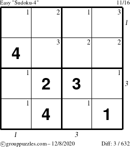 The grouppuzzles.com Easy Sudoku-4 puzzle for Tuesday December 8, 2020 with all 3 steps marked