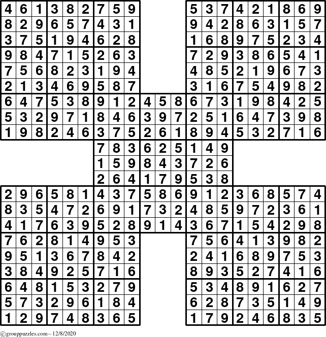 The grouppuzzles.com Answer grid for the Sudoku-by5 puzzle for Tuesday December 8, 2020