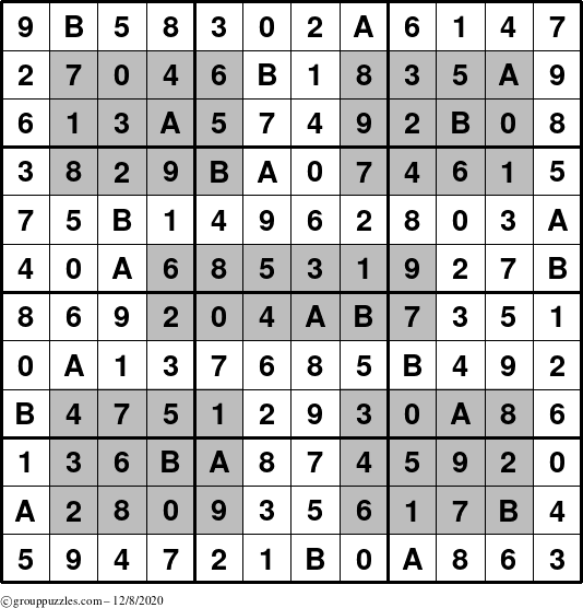 The grouppuzzles.com Answer grid for the HyperSudoku-12 puzzle for Tuesday December 8, 2020