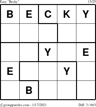 The grouppuzzles.com Easy Becky puzzle for Sunday January 17, 2021