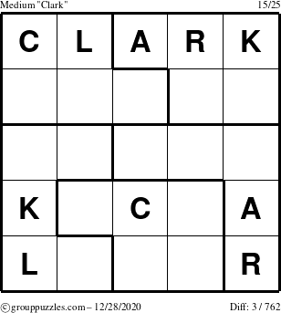 The grouppuzzles.com Medium Clark puzzle for Monday December 28, 2020