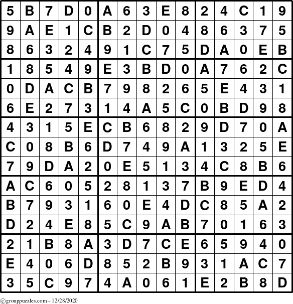 The grouppuzzles.com Answer grid for the Sudoku-15 puzzle for Monday December 28, 2020