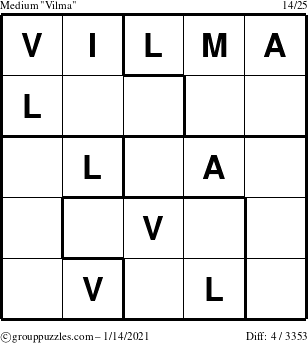 The grouppuzzles.com Medium Vilma puzzle for Thursday January 14, 2021