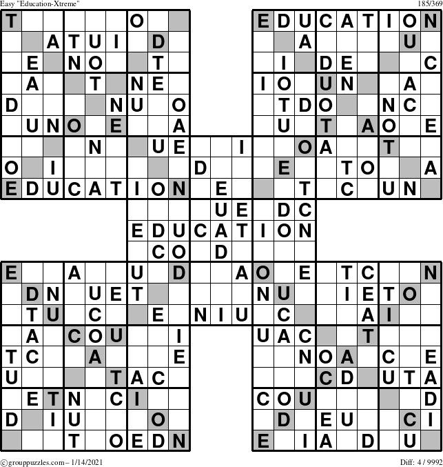 The grouppuzzles.com Easy Education-Xtreme puzzle for Thursday January 14, 2021