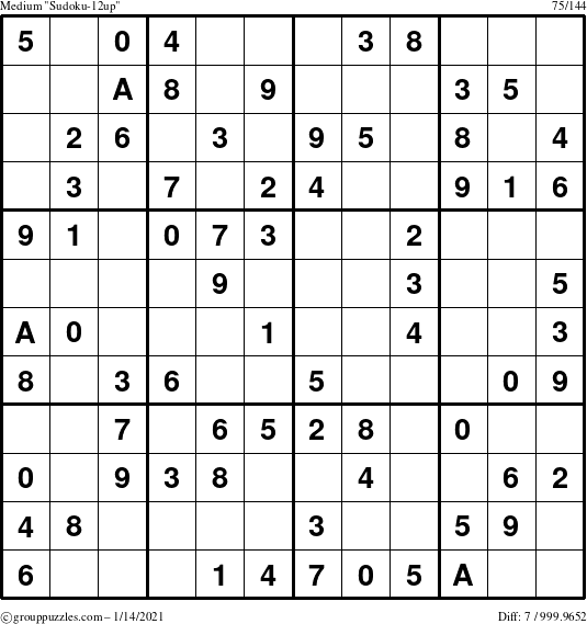 The grouppuzzles.com Medium Sudoku-12up puzzle for Thursday January 14, 2021