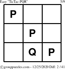 The grouppuzzles.com Easy TicTac-PQR puzzle for Friday December 25, 2020